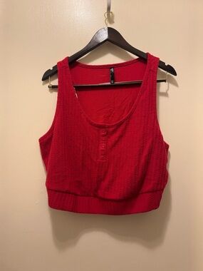 Torrid Red Waffle Knit Crop Tank Top